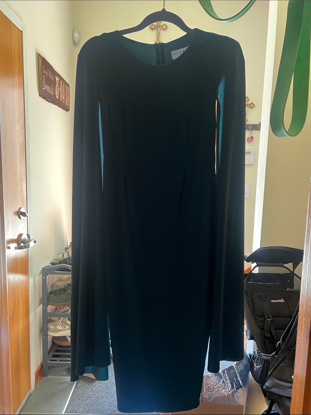 Club L London Teal Long-Sleeve Cape Dress